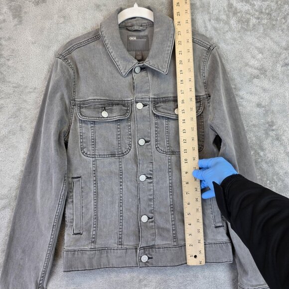 ASOS Jacket Mens Size XS Gray Denim Trucker Jean Button Front Pockets Casual - Picture 3 of 11